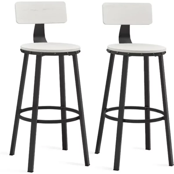 Bar Stools Set of 2, 28.7 Inches Barstools with Back, Counter Stools Bar Chairs with Backrest, Steel Frame, Easy Assembly