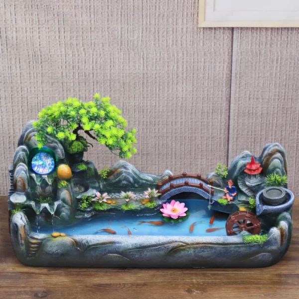 Creative Home Decoration Desktop Waterfall Fountain Zen Meditation Simulation Resin Rockery Waterfall Statue Feng Shui Ornaments