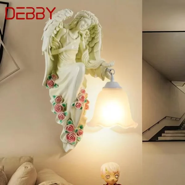 DEBBY Modern Angel Wall Light Indoor LED White Creative European Resin Sconce Lamp for Decor Home Living Room Bedroom