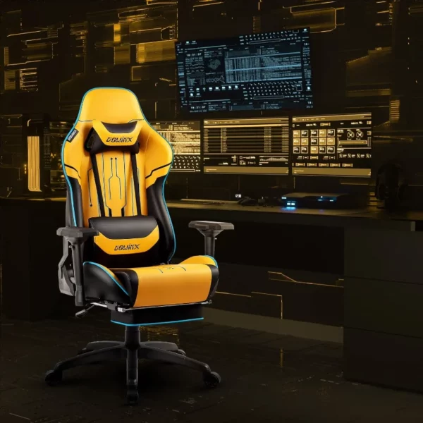 Dowinx Gaming Chair High Back Computer Chair with Footrest Breathable Quilted PU Leather Gamer Chair with Customized 4D Armrests