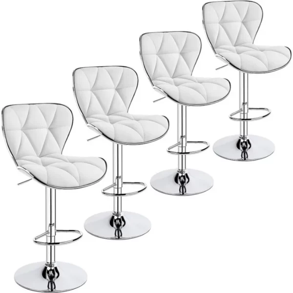 Island Chairs Bar Stools Set of 4 Fashionable Bar Chairs Adjustable PU Leather Swivel Stools Chair with Shell Back BarStools