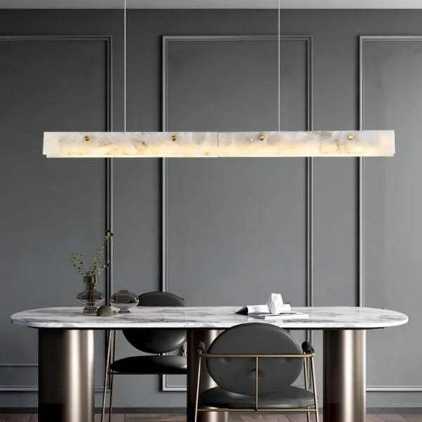 Minimalist dining room chandelier natural marble light luxury designer modern simple one word strip island office study light