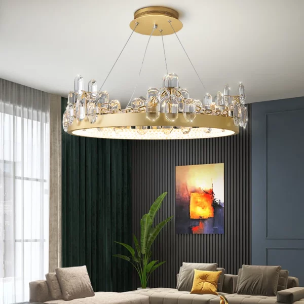 Modern Led Ceiling Chandelier For Living Room Crystal Hanging Lamp Luxury Home Decor Indoor Lighting Circle Rings Bedroom Lights