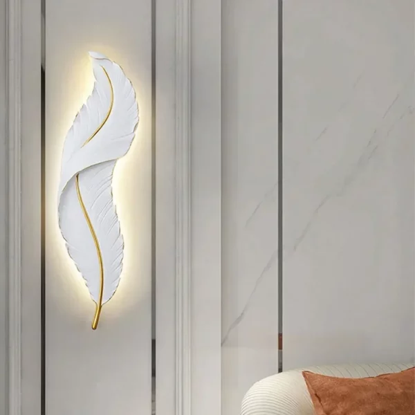 Modern Nordic Luxury Resin Wall Light LED Feather Bedroom Bedside Lamp Creative Home Decoration Hotel Corridor Lights SMD Bulb