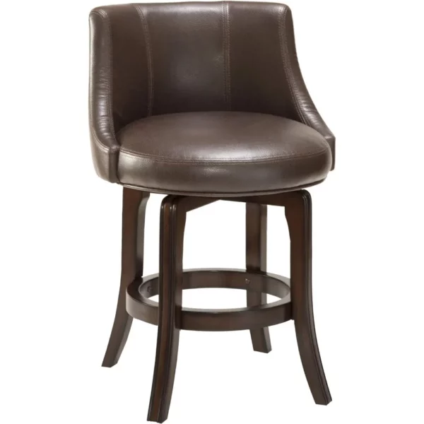 Napa Valley Wood Counter Height Swivel Stool Dark Brown Cherry With Dark Brown Faux Leather Chairs Barstool Bar Chair Furniture