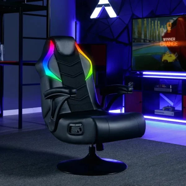 Nemesis RGB Pedestal Gaming Chair, Black Mesh, 31.89", 26.97", 40.94"