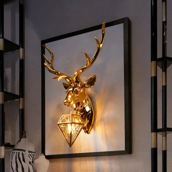 Nordic Deer Head Wall Lamp For Living Dining Room Villa Wall Light Resin Antlers Luxury Modern Home Decor Retro Lighting Fixture