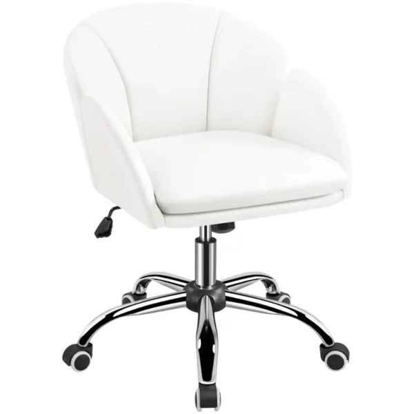 SmileMart Modern Rolling Desk Chair with Armrests for Home Office, White